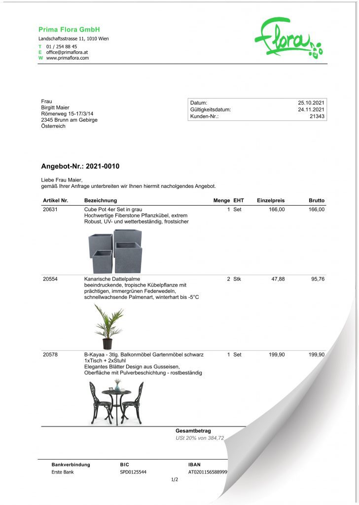 Angebot mit Bild