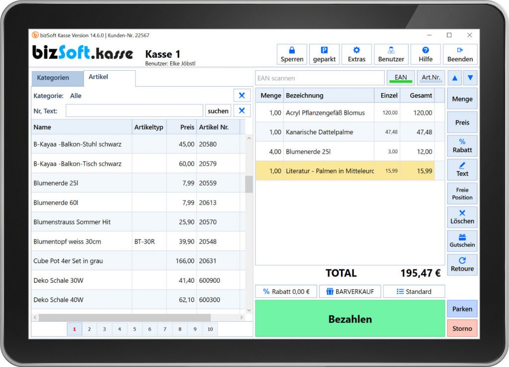 Kassensoftware von bizSoft