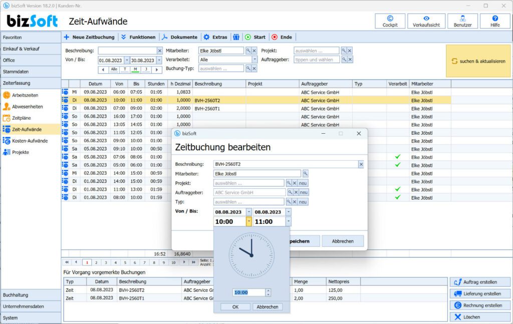 Zeiterfassung leicht gemacht - mit der bizSoft Büro Software